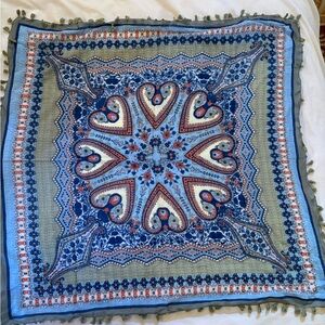 Colorful Heart and Floral Patterned Scarf